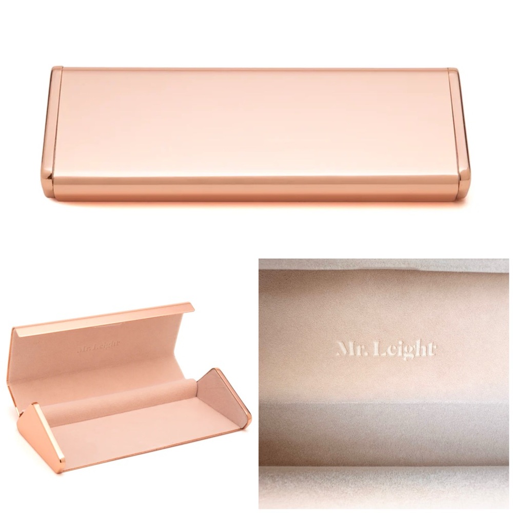 MR. LEIGHT by Garrett Leight Rose Gold Metal Case with Velvet Lining NEW